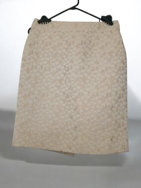 J. Crew Cream Pencil Skirt with Gold Metallic Detail